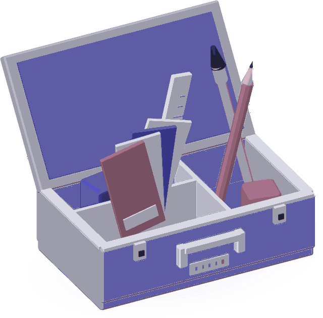 Illustration of an open toolbox filled with design tools
